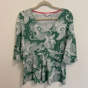 Boden Green and White Floral Shirt